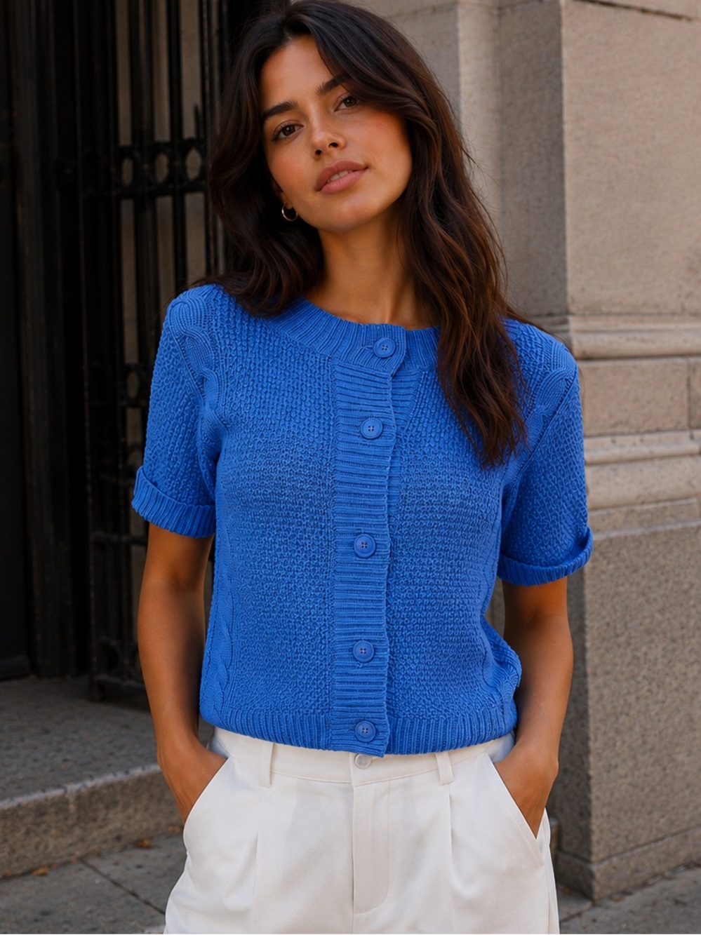 NWT Pendleton Button Front Sweater Blue Medium